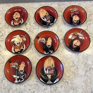 Certified International - Tracy Flickinger set of‎ 8 saucers